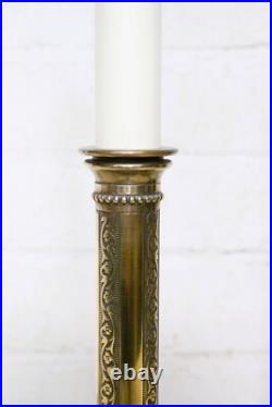 Pair of Table Lamps Vintage Valsan Solid Brass English Column Lamp Antique Style Pair of Table Lamps Vintage Valsan Solid Brass English Column Lamp Antique Style