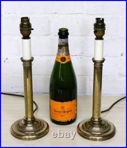 Pair of Table Lamps Vintage Valsan Solid Brass English Column Lamp Antique Style