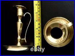 Pair of Vintage / Antique English Polished Brass 6/15cm Candlesticks, 200g each