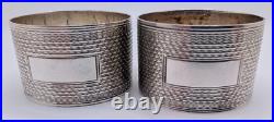 Pair of Vintage English Sterling Silver Napkin Rings, blank cartouches, d. 1943