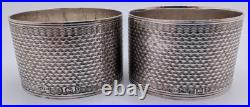 Pair of Vintage English Sterling Silver Napkin Rings, blank cartouches, d. 1943