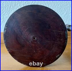 Pair of antique vintage English mahogany art nouveau turned candlesticks