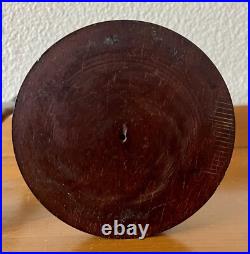 Pair of antique vintage English mahogany art nouveau turned candlesticks