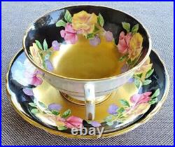 Paragon Vintage Teacup & Saucer Set Heavy Gold Sweet Pea Floral Antique
