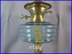 Pre Loved Vintage Antique Brass & Glass Oil Lamp With Chimney English Made
