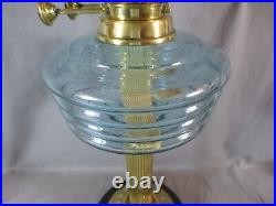 Pre Loved Vintage Antique Brass & Glass Oil Lamp With Chimney English Made