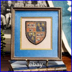 Preppy Antique English School Framed Crest Patch Armorial Coat of Arms Wall Art