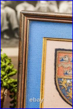 Preppy Antique English School Framed Crest Patch Armorial Coat of Arms Wall Art