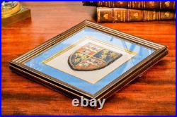 Preppy Antique English School Framed Crest Patch Armorial Coat of Arms Wall Art