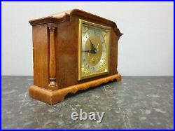 Quality Vintage English Burr Wood Architectural Elliott 8 Day Mantle Clock