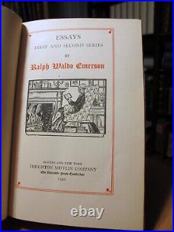 RALPH WALDO EMERSON Philosophy Antique Leather Bound Book Set Fine Bindings vtg