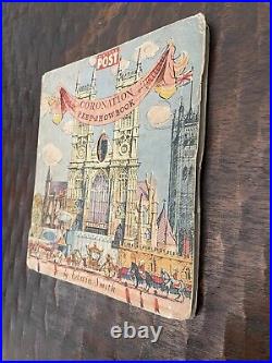 RARE 1953 Vintage Double Tunnel Book Diorama PeepShow Queen Elizabeth II Antique