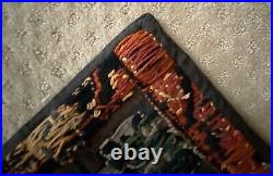 RARE Antique LARGE 45 x 72 English Tapestry Medieval Lion Hunt handwoven wool