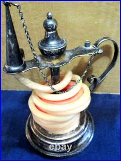 RARE! VTG ENGLISH SILVER PLATED WAX JACK CANDLE With SNUFFER EXETER