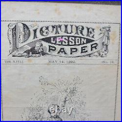 RARE Vintage 1800s Antique Picture Lesson Paper NY Sunday School Lesson 1882