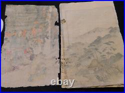 RARE Vtg Antique Japanese The ENCHANTED WATERFALL Fairy Tale Color Cloth book