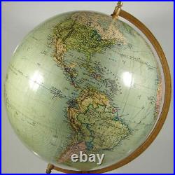 RÄTH Rath 1936 vintage 13 inch world globe with Zeppelin routes, English version
