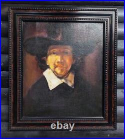 REMBRANDT interest PORTRAIT FRAMED ORIGINAL OIL PAINTING VINTAGE ANTIQUE