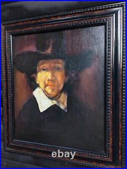 REMBRANDT interest PORTRAIT FRAMED ORIGINAL OIL PAINTING VINTAGE ANTIQUE