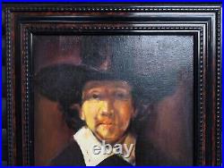 REMBRANDT interest PORTRAIT FRAMED ORIGINAL OIL PAINTING VINTAGE ANTIQUE