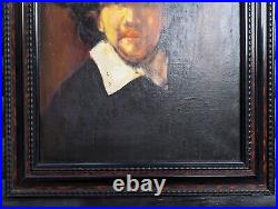 REMBRANDT interest PORTRAIT FRAMED ORIGINAL OIL PAINTING VINTAGE ANTIQUE