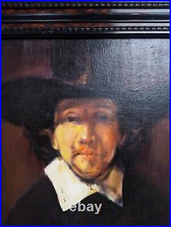 REMBRANDT interest PORTRAIT FRAMED ORIGINAL OIL PAINTING VINTAGE ANTIQUE