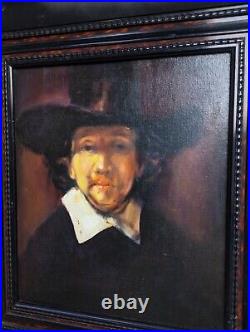 REMBRANDT interest PORTRAIT FRAMED ORIGINAL OIL PAINTING VINTAGE ANTIQUE