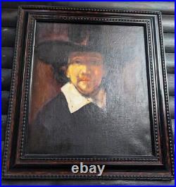 REMBRANDT interest PORTRAIT FRAMED ORIGINAL OIL PAINTING VINTAGE ANTIQUE