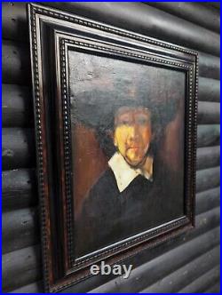 REMBRANDT interest PORTRAIT FRAMED ORIGINAL OIL PAINTING VINTAGE ANTIQUE