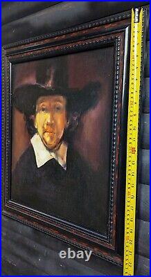 REMBRANDT interest PORTRAIT FRAMED ORIGINAL OIL PAINTING VINTAGE ANTIQUE