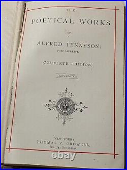 Rare Antique 1830 Poetical Works of Alfred Tennyson Complete Edition Gold Edge