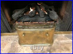 Rare Antique Vintage 19c English Brass Coal Fireplace Fender Surround Hearth