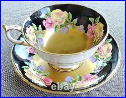 Rare! Paragon Vintage Teacup & Saucer Set Heavy Gold Sweet Pea Floral Antique