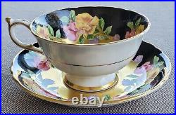 Rare! Paragon Vintage Teacup & Saucer Set Heavy Gold Sweet Pea Floral Antique
