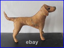 Rare Set Four Antique Vintage Folk Art Handmade Leather Foxhound Dogs Omersa
