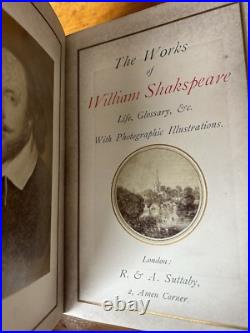 Rare Vintage 1880s WORKS OF SHAKSPEARE Life, Glossary, Etc. Antique SHAKESPEARE