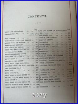 Rare Vintage 1880s WORKS OF SHAKSPEARE Life, Glossary, Etc. Antique SHAKESPEARE