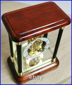 Rare Vintage 8 Day Passing Strike Mahogany & Glass Tourbillion Skeleton Clock