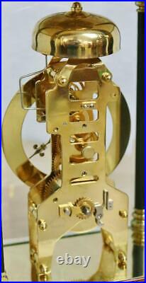 Rare Vintage 8 Day Passing Strike Mahogany & Glass Tourbillion Skeleton Clock