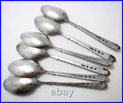 Rare Vintage Bird/Duck Enamel English Sterling Silver Tea Coffee Spoons Case Set