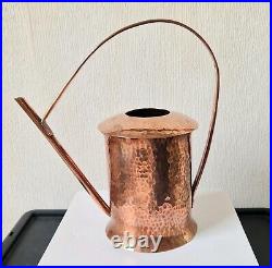 Rare Vintage English Arts & Crafts Heavy Hammered Copper Cylinder Watering Can