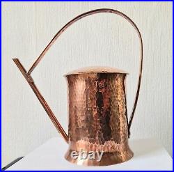 Rare Vintage English Arts & Crafts Heavy Hammered Copper Cylinder Watering Can