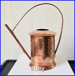 Rare Vintage English Arts & Crafts Heavy Hammered Copper Cylinder Watering Can