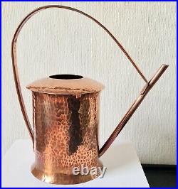 Rare Vintage English Arts & Crafts Heavy Hammered Copper Cylinder Watering Can