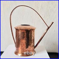 Rare Vintage English Arts & Crafts Heavy Hammered Copper Cylinder Watering Can