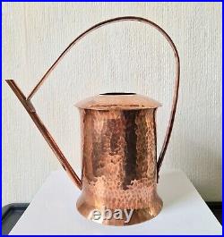 Rare Vintage English Arts & Crafts Heavy Hammered Copper Cylinder Watering Can