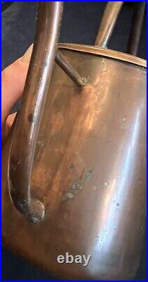 Rare Vintage English Arts & Crafts Heavy Hammered Copper Cylinder Watering Can