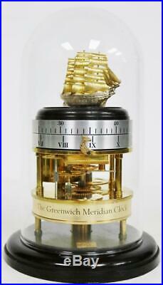Rare Vintage English Mercer The Greenwich Meridian Mantel Clock Under Glass Dome