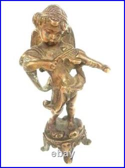 Rare Vintage Old Antique Brass Boy Playing Violin English Figure / Statue