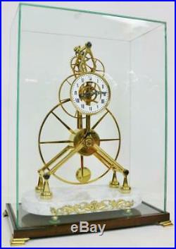 Rare Vintage Sinclair Harding & Co Great Wheel Skeleton Clock Under Glass Case